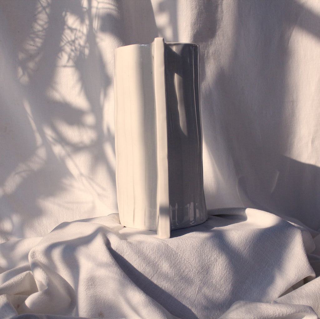 Large Hand-Carved White Ceramic Jug