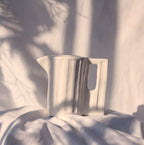 Medium Hand-Carved White Ceramic Jug