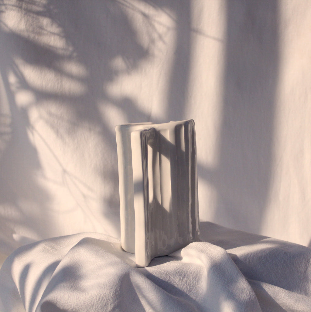 Medium Hand-Carved White Ceramic Jug