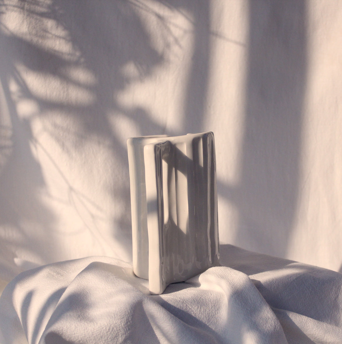 Medium Hand-Carved White Ceramic Jug