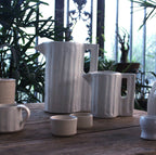 Large Hand-Carved White Ceramic Jug