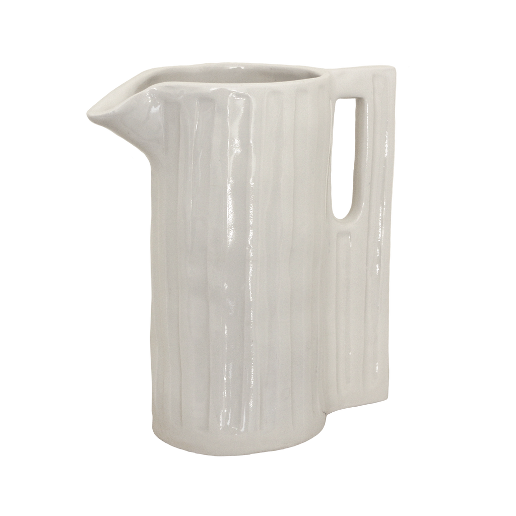 Large Hand-Carved White Ceramic Jug