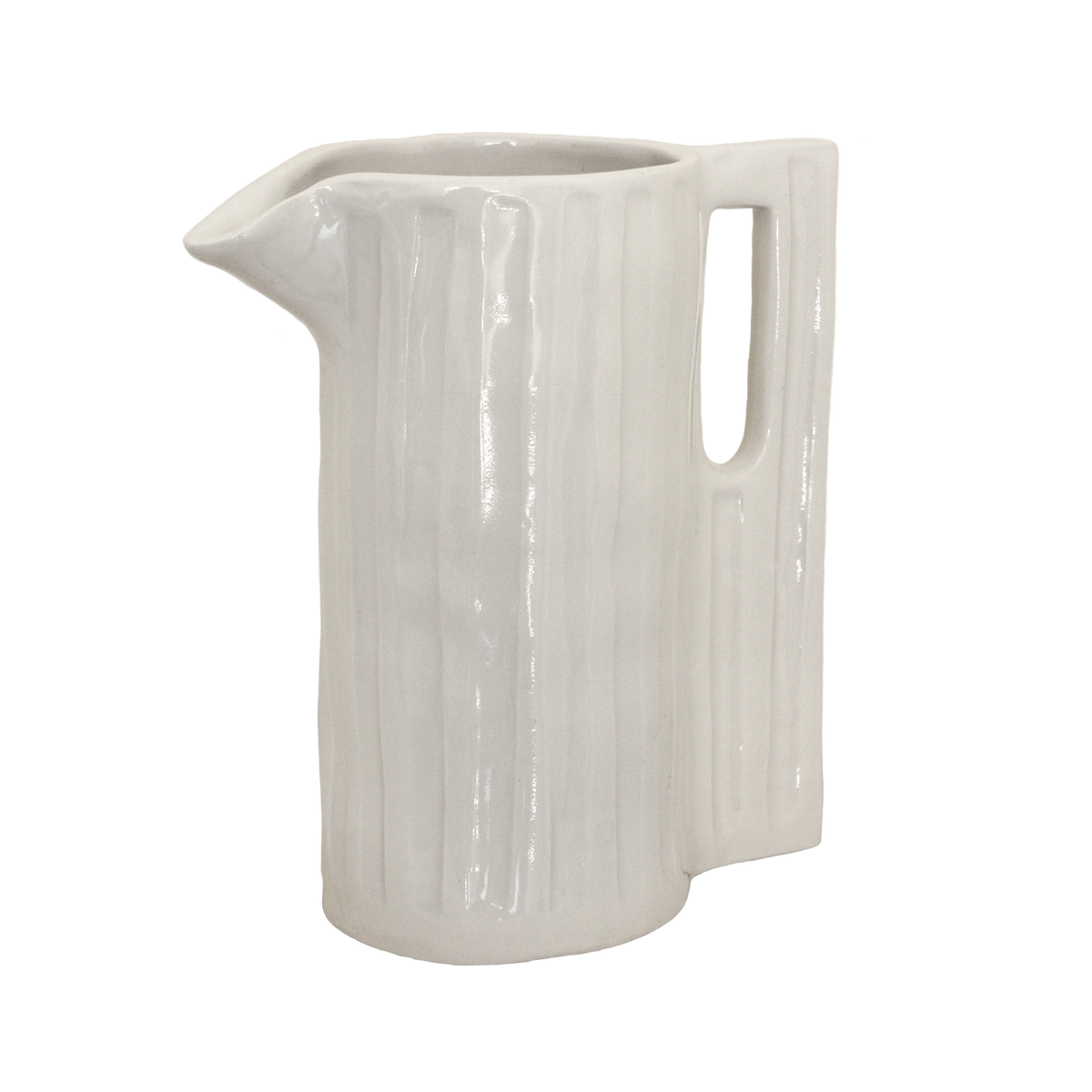 Large Hand-Carved White Ceramic Jug